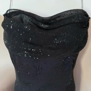 Vintage 1990's Black Beaded Glittery Evening Gown